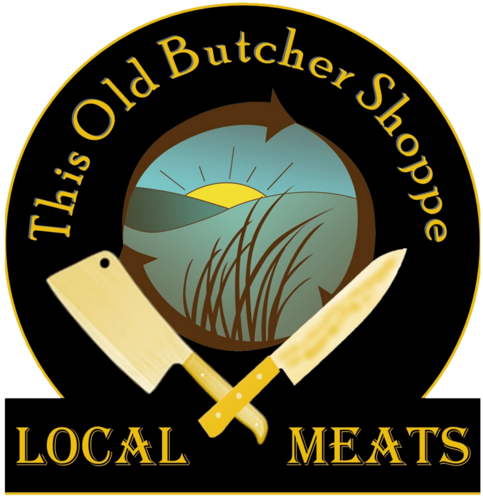 Logo for This Old Butcher Shoppe, a local meat butcher.